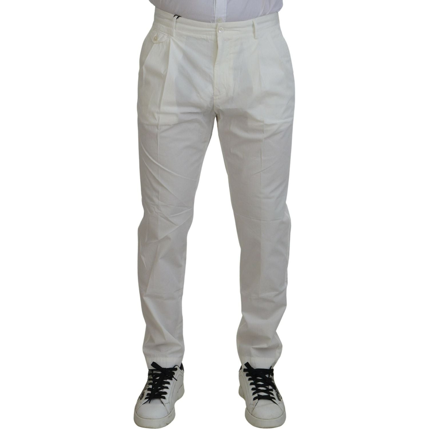 Dolce & Gabbana White Cotton Skinny Chino Pants