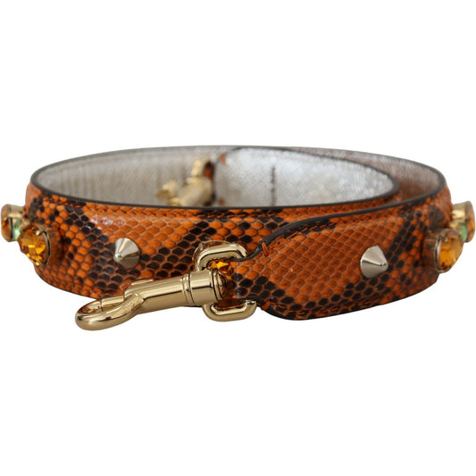 Dolce & Gabbana Chic Orange Leather Bag Strap with Gold-Tone Clasps Dolce & Gabbana Sienna