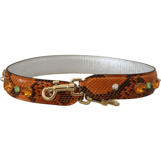 Dolce & Gabbana Chic Orange Leather Bag Strap with Gold-Tone Clasps Dolce & Gabbana Dark Gray