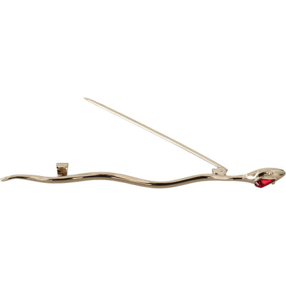 Dolce & Gabbana Silver Brass Crystal Spilla Serpente Brooch Pin