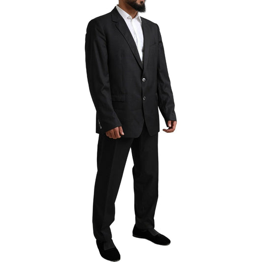 Dolce & Gabbana Elegant Black Virgin Wool Martini Suit Dolce & Gabbana Black