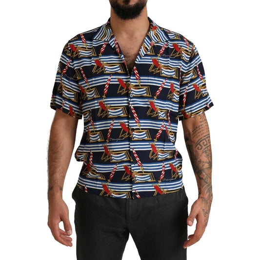 Dolce & Gabbana Multicolor Beach Chair Short Sleeves Shirt TSH84087-39