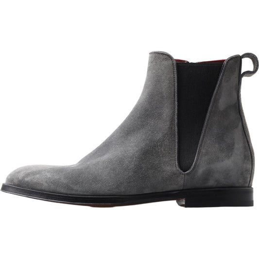 Dolce & Gabbana Elegant Gray Chelsea Leather Boots Dolce & Gabbana Dark Slate Gray