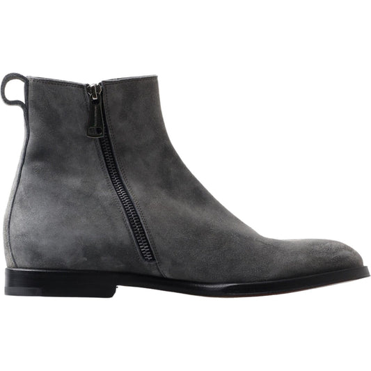 Dolce & Gabbana Elegant Gray Chelsea Leather Boots Dolce & Gabbana Dark Slate Gray