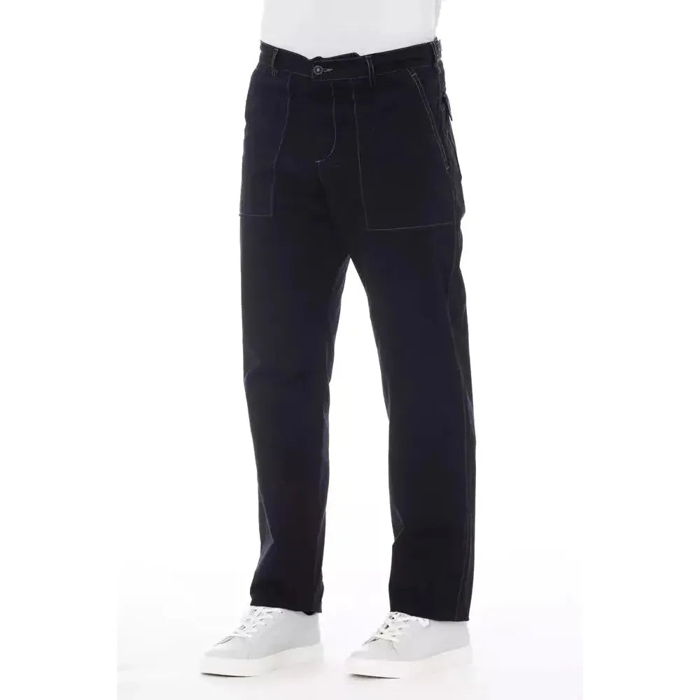 Alpha Studio Blue Cotton Men Pant