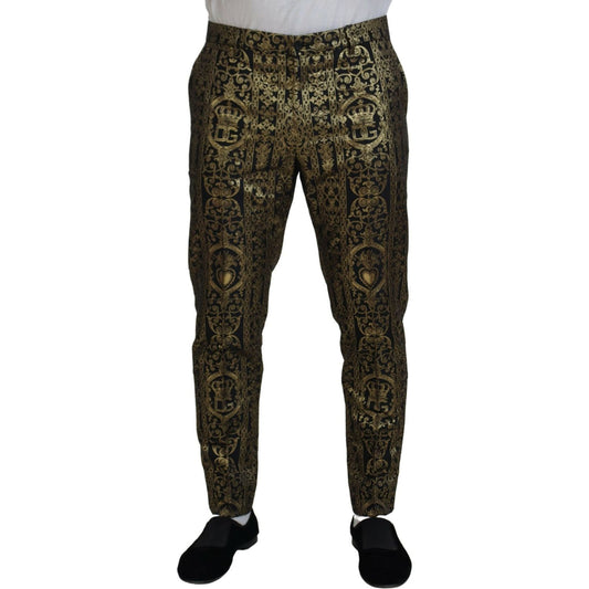 Dolce & Gabbana Black Gold Jacquard Dress Trouser Pants PAN74727-44