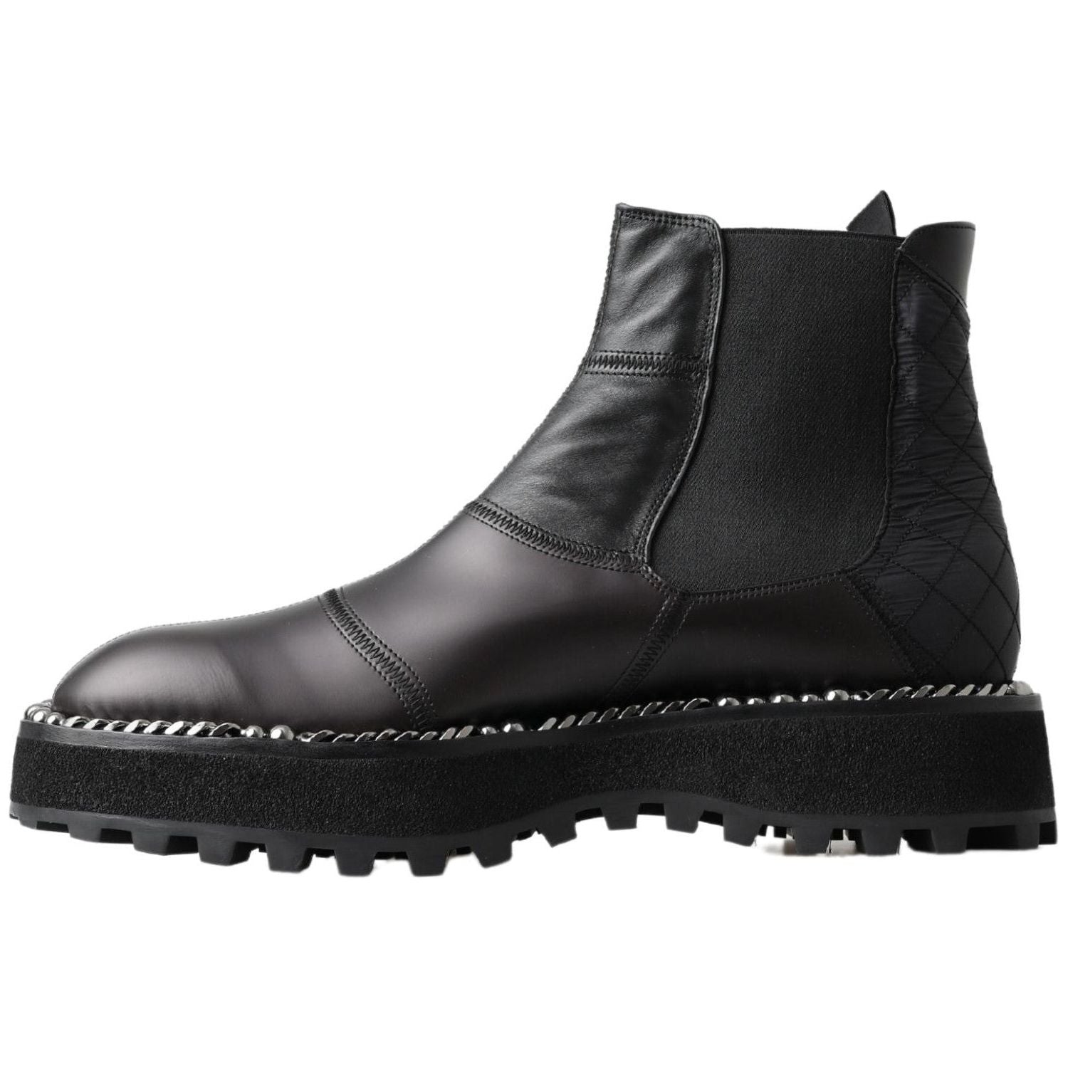 Dolce & Gabbana Black Leather Slip on Stretch Boots