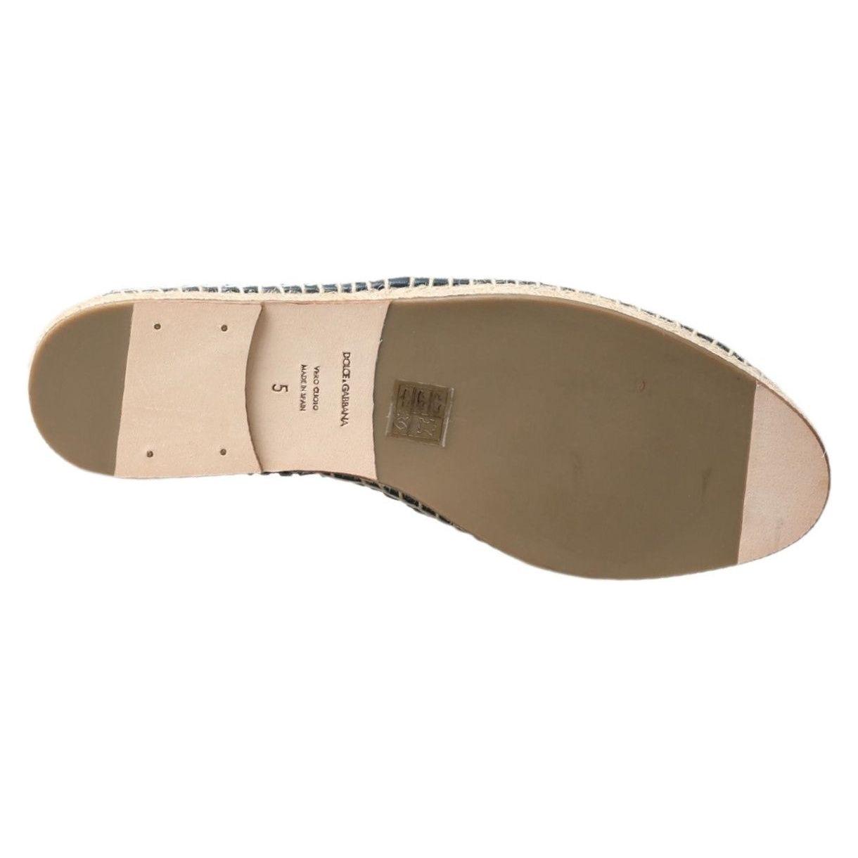 Dolce & Gabbana Blue Gray Leather Buffalo Espadrille Shoes