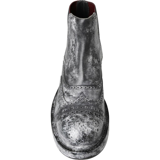Dolce & Gabbana Elegant Black Faded Chelsea Ankle Boots Dolce & Gabbana Dim Gray