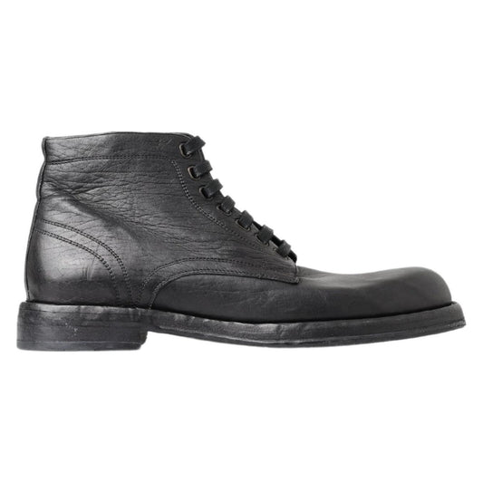 Dolce & Gabbana Equisite Black Lace-Up Leather Boots Dolce & Gabbana Dark Slate Gray