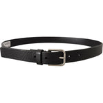 Dolce & Gabbana Black Calf Leather Silver Tone Logo Metal Buckle Belt BEL8567-80