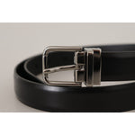 Dolce & Gabbana Black Calf Leather Metal Logo Buckle Belt BEL8572-85
