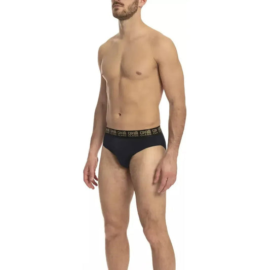Cavalli Class Blue Cotton Men's Brief Cavalli Class Rosy Brown