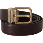 Dolce & Gabbana Brown Calf Leather Vintage Logo Metal Buckle Belt BEL8632#2-85