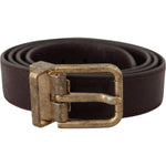 Dolce & Gabbana Brown Calf Leather Vintage Logo Metal Buckle Belt BEL8632#2-85