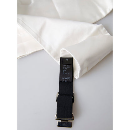 Dolce & Gabbana White Men Wide Waist Silk Belt Cummerbund
