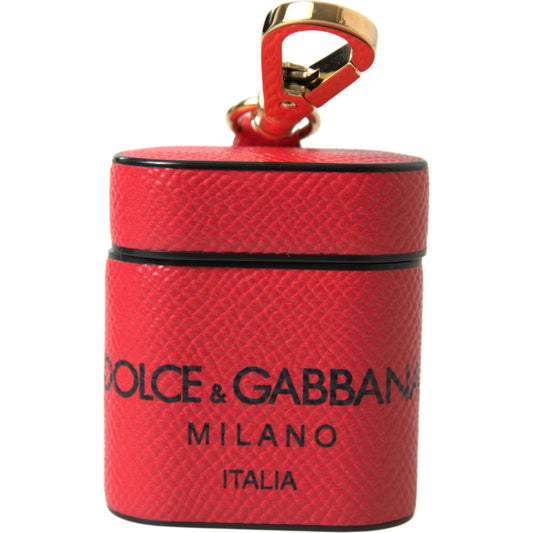Dolce & Gabbana Elegant Leather Airpods Case in Black and Red Dolce & Gabbana Brown