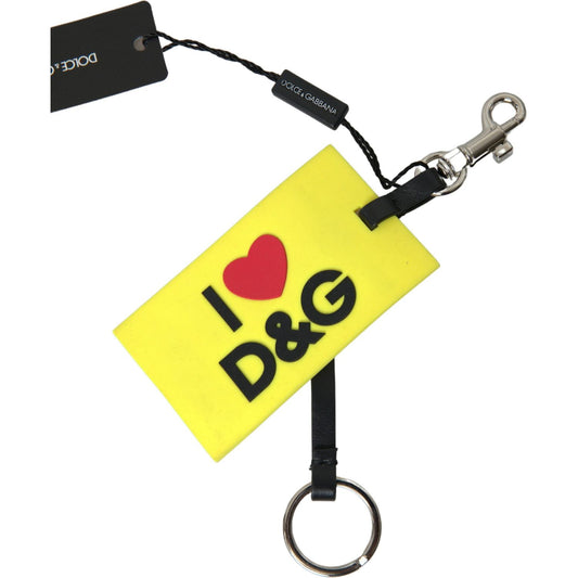 Dolce & Gabbana Yellow Silicone DG Logo Gold Brass Keyring Keychain