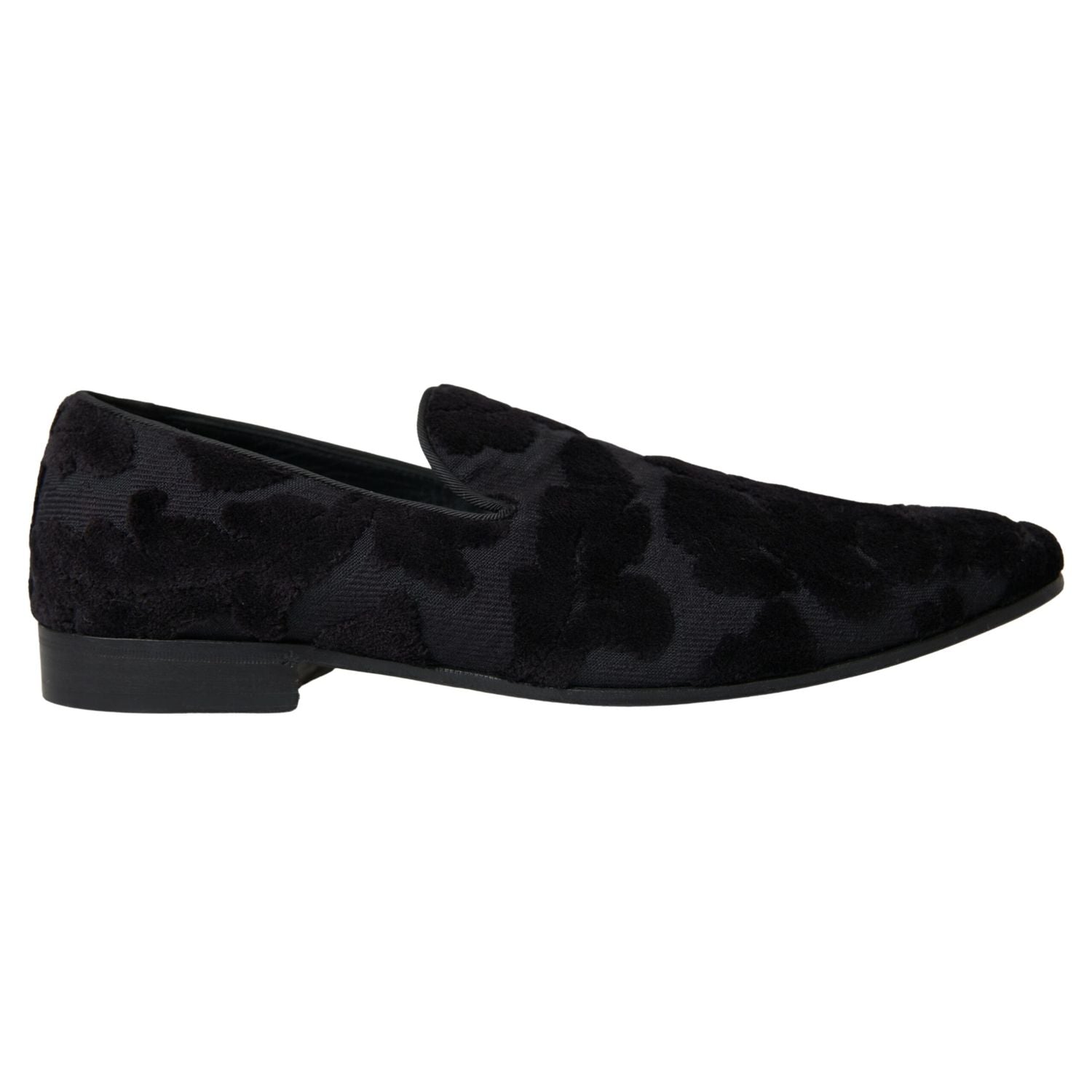 Dolce & Gabbana Black Brocade Loafers Formal Shoes
