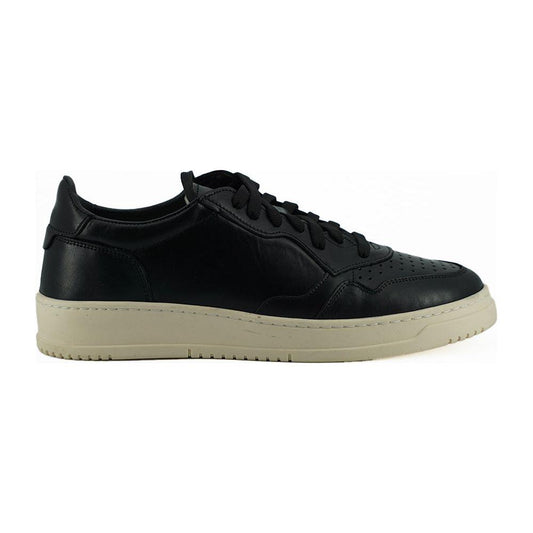 Saxone of Scotland Elegant Black Leather Sneakers - Unisex Style Saxone of Scotland Black