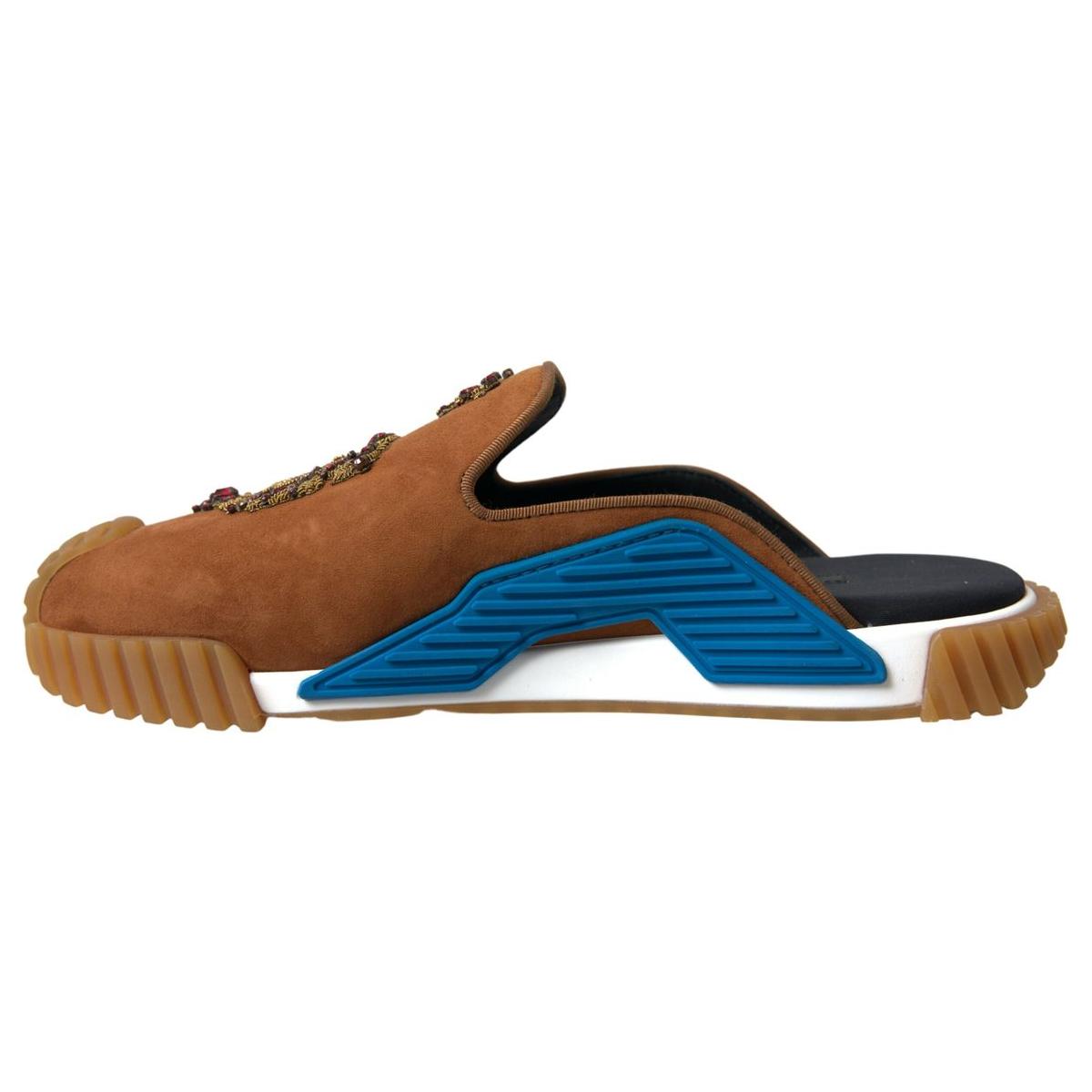 Dolce & Gabbana Brown Suede Crown Logo NS1 Slides Sandals