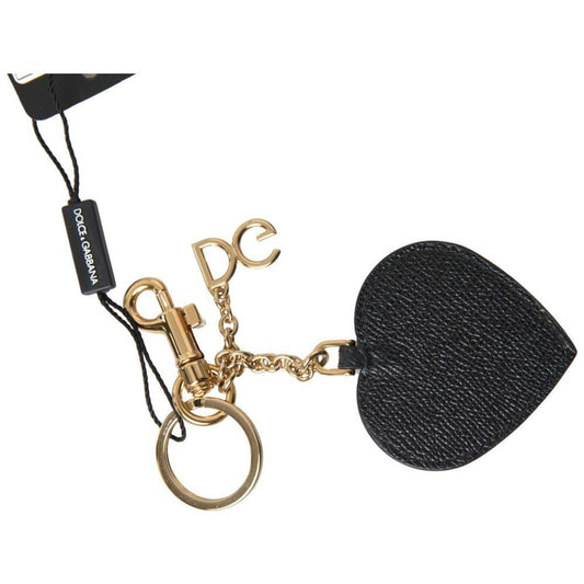 Dolce & Gabbana Elegant Black Leather Keychain with Fuchsia Accent Dolce & Gabbana Light Gray