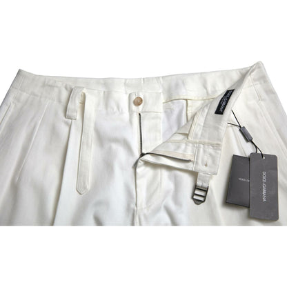 Dolce & Gabbana White Cotton Stretch Men Bermuda Denim Shorts