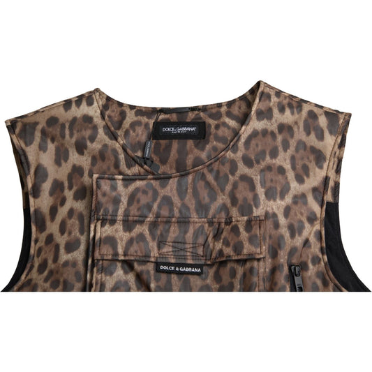 Dolce & Gabbana Silk Leopard Vest Exclusive Sportswear Dolce & Gabbana Dim Gray