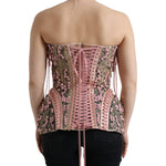 Dolce & Gabbana Pink Floral Applique Bustier Corset Top TSH84259-38