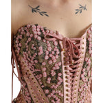 Dolce & Gabbana Pink Floral Applique Bustier Corset Top TSH84259-38