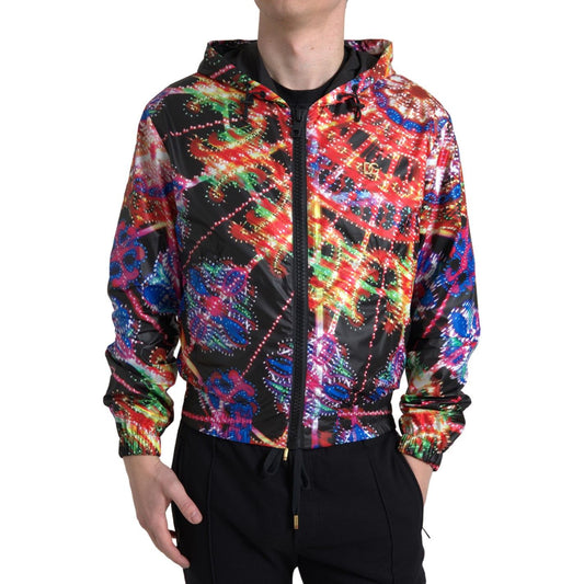 Dolce & Gabbana Multicolor Full Zip Hooded Sweater Dolce & Gabbana Rosy Brown