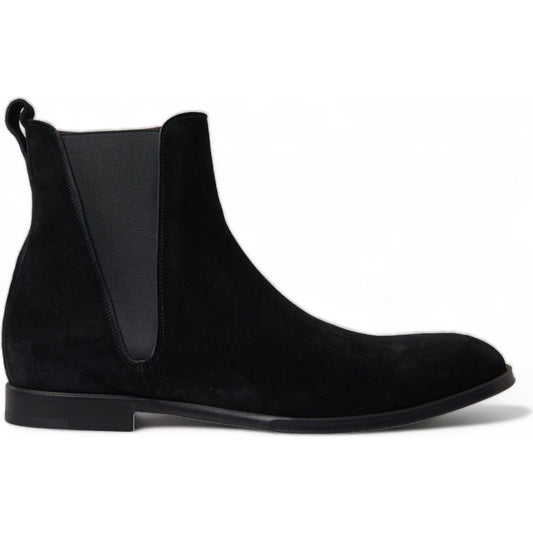 Dolce & Gabbana Elegant Black Velvet Mid-Calf Boots Dolce & Gabbana Black