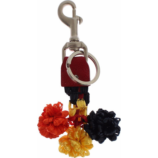 Dolce & Gabbana Multicolor Sicily Raffia Leather Keychain Dolce & Gabbana Sienna