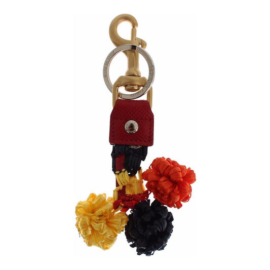 Dolce & Gabbana Chic Multicolor Raffia Leather Keychain Dolce & Gabbana Sienna