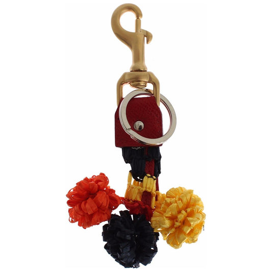 Dolce & Gabbana Chic Multicolor Raffia Leather Keychain Dolce & Gabbana Sienna