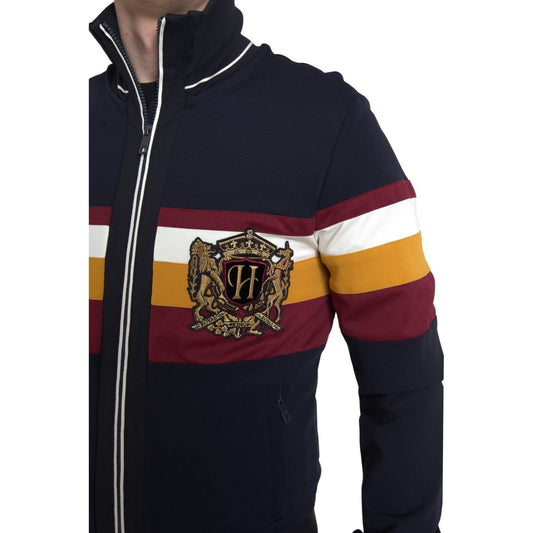Dolce & Gabbana Elegant Blue Striped Zip Cardigan Sweater Dolce & Gabbana Black