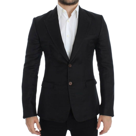 Dolce & Gabbana Black silk slim fit blazer SIG12299-2