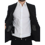 Dolce & Gabbana Elegant Black Silk Blend Two-Button Blazer Dolce & Gabbana Light Gray