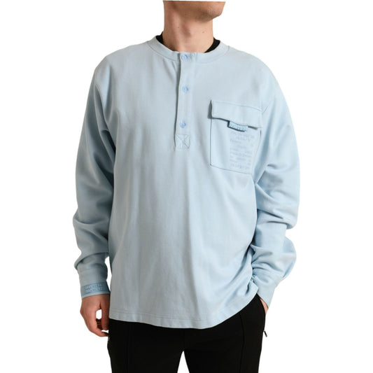Dolce & Gabbana Elegant Light Blue Cotton Blend Crew Neck Sweater Dolce & Gabbana Gray