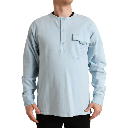 Dolce & Gabbana Elegant Light Blue Cotton Blend Crew Neck Sweater Dolce & Gabbana Gray