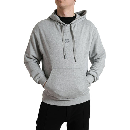 Dolce & Gabbana Chic Gray Logo Hooded Cotton Sweater Dolce & Gabbana Dark Gray