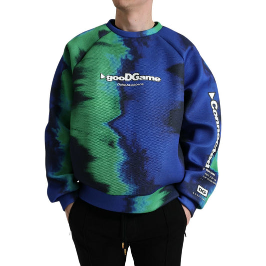 Dolce & Gabbana Multicolor Graphic Crew Neck Pullover Sweater Dolce & Gabbana Dark Slate Gray