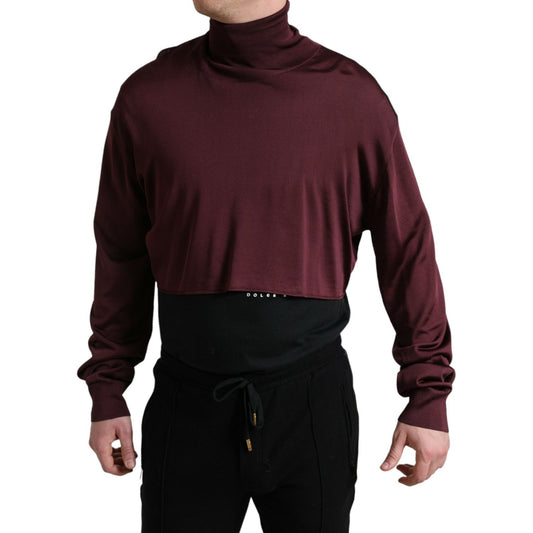 Dolce & Gabbana Maroon Turtleneck Viscose Sweater Dolce & Gabbana Black