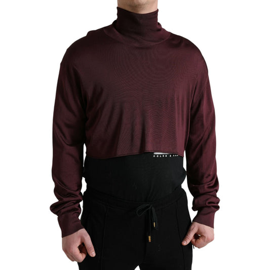 Dolce & Gabbana Maroon Turtleneck Viscose Sweater Dolce & Gabbana Black