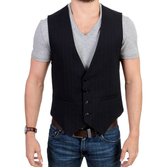 Costume National Black striped cotton casual vest SIG10772-1