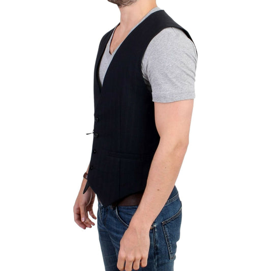 Costume National Black striped cotton casual vest SIG10772-1