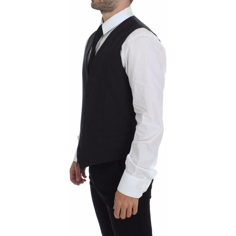 Dolce & Gabbana Gray Slim Fit Button Front Dress Formal Vest