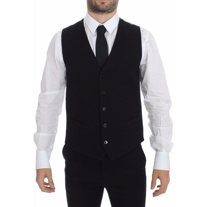 Dolce & Gabbana Black Cotton Dress Vest Blazer Jacket