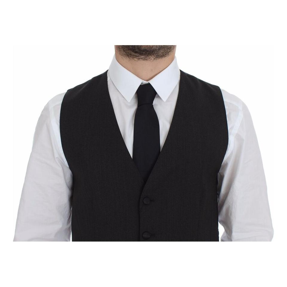 Dolce & Gabbana Gray Wool Stretch Dress Vest Blazer
