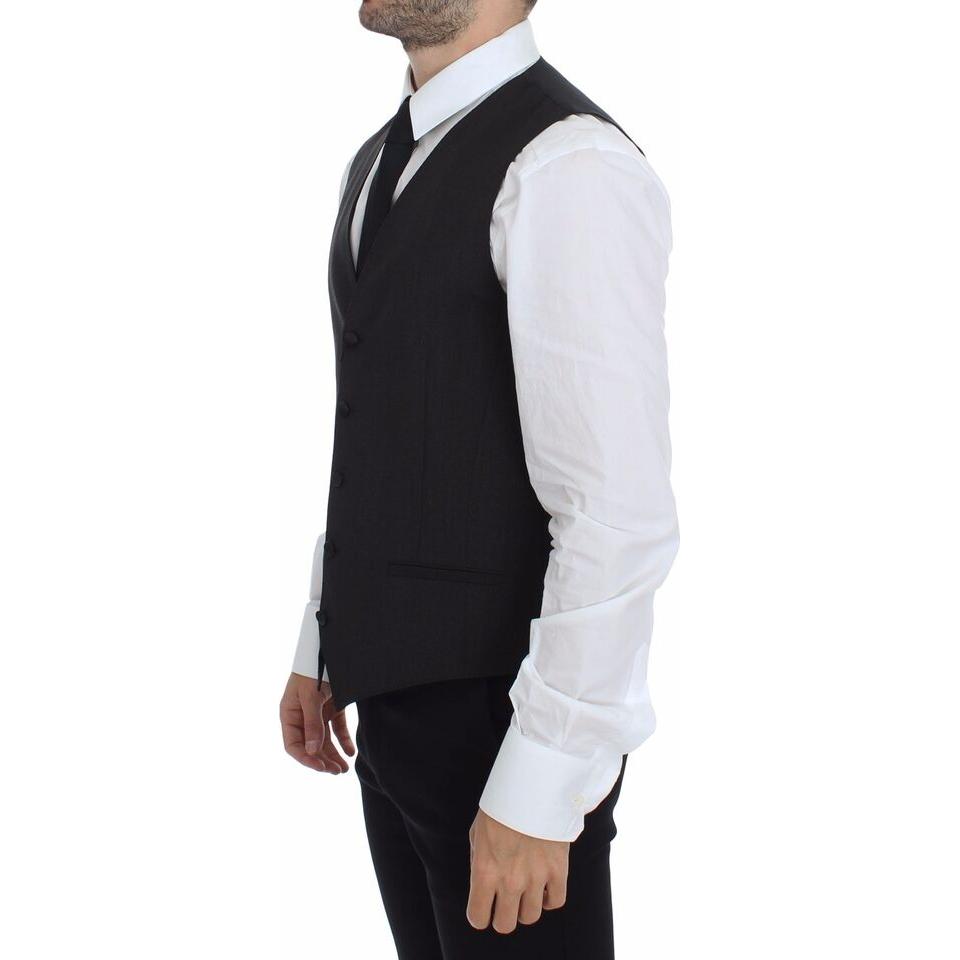 Dolce & Gabbana Gray Wool Stretch Dress Vest Jacket Blazer